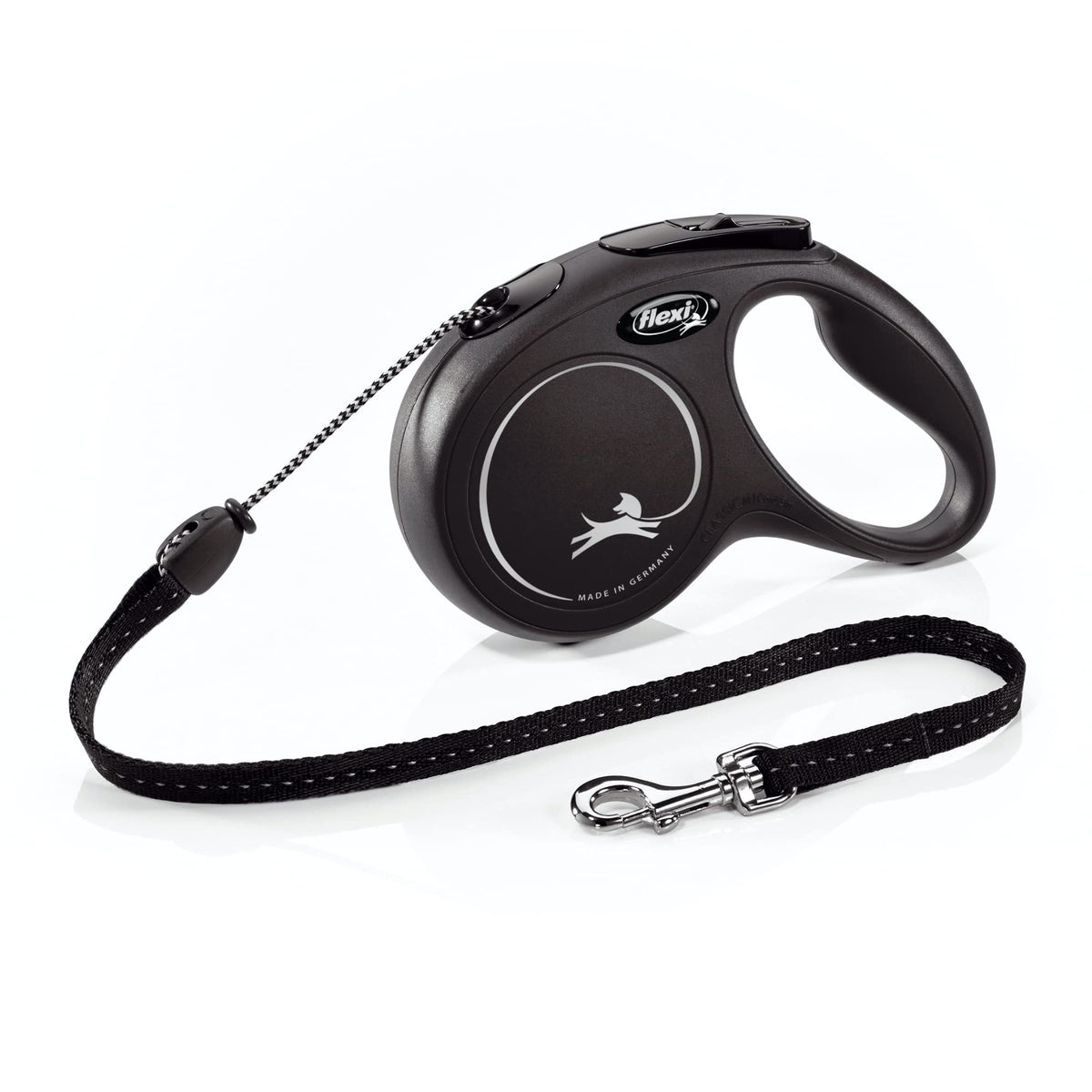 Laisse FLEXI Nouvelle Classique avec corde tendue pour une promenade contrôlée.
