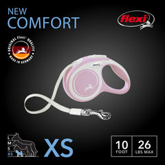 Laisse FLEXI rose, longueur 10 pieds idéale pour petits chiens.