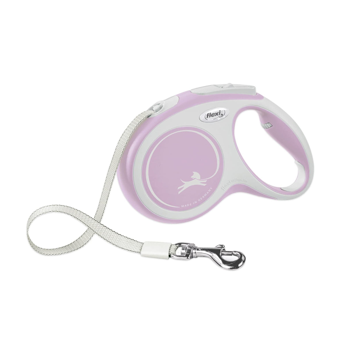 Laisse FLEXI New Comfort rose, poignée ergonomique pour une prise en main confortable.