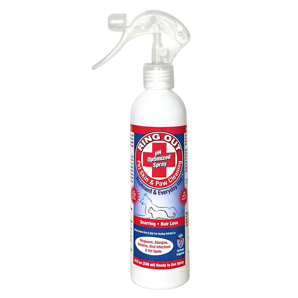 FlexTran Ring Out pour animaux, bouteille 8 oz, soulage démangeaisons et irritations.