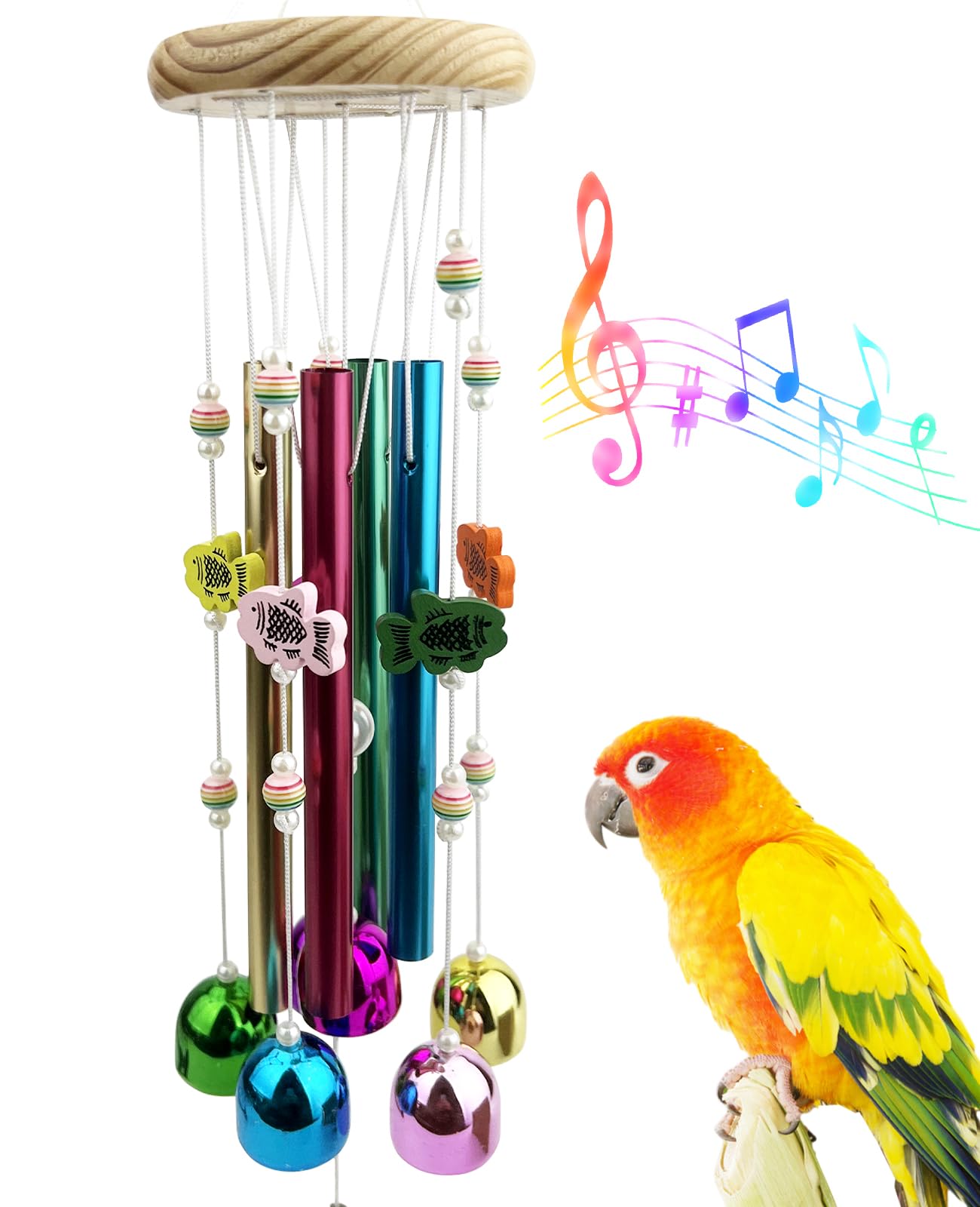FlidRunest clochettes colorées pour oiseaux, stimulation auditive et divertissement.