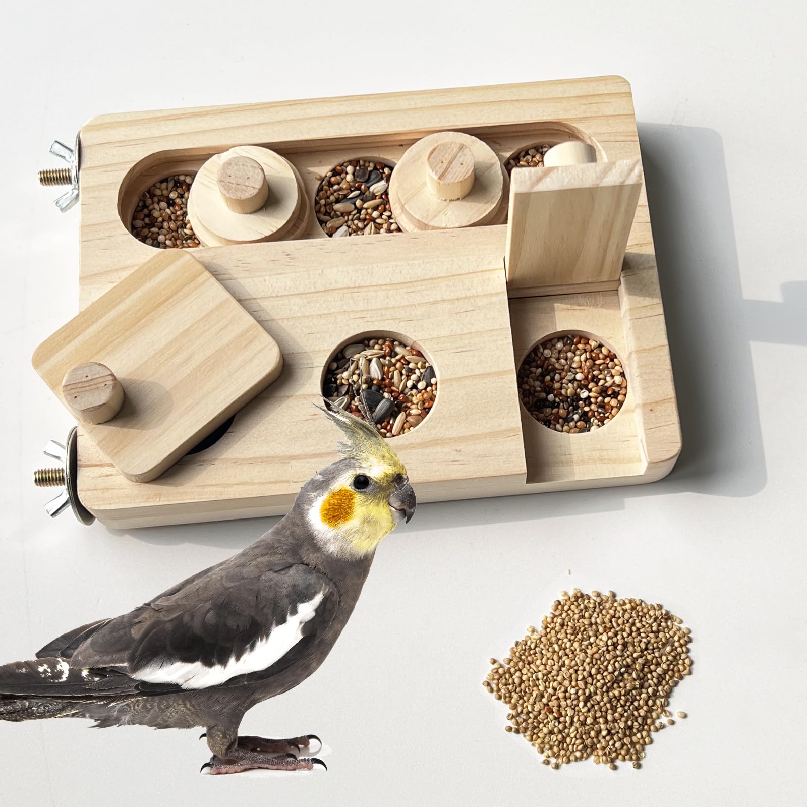FlidRunest jouet-forage en bois pour perroquets, enrichissement mental naturel.