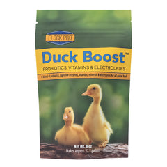 Bouteille Duck Boost de Flock Pro avec probiotiques pour soutien digestif des canetons.
