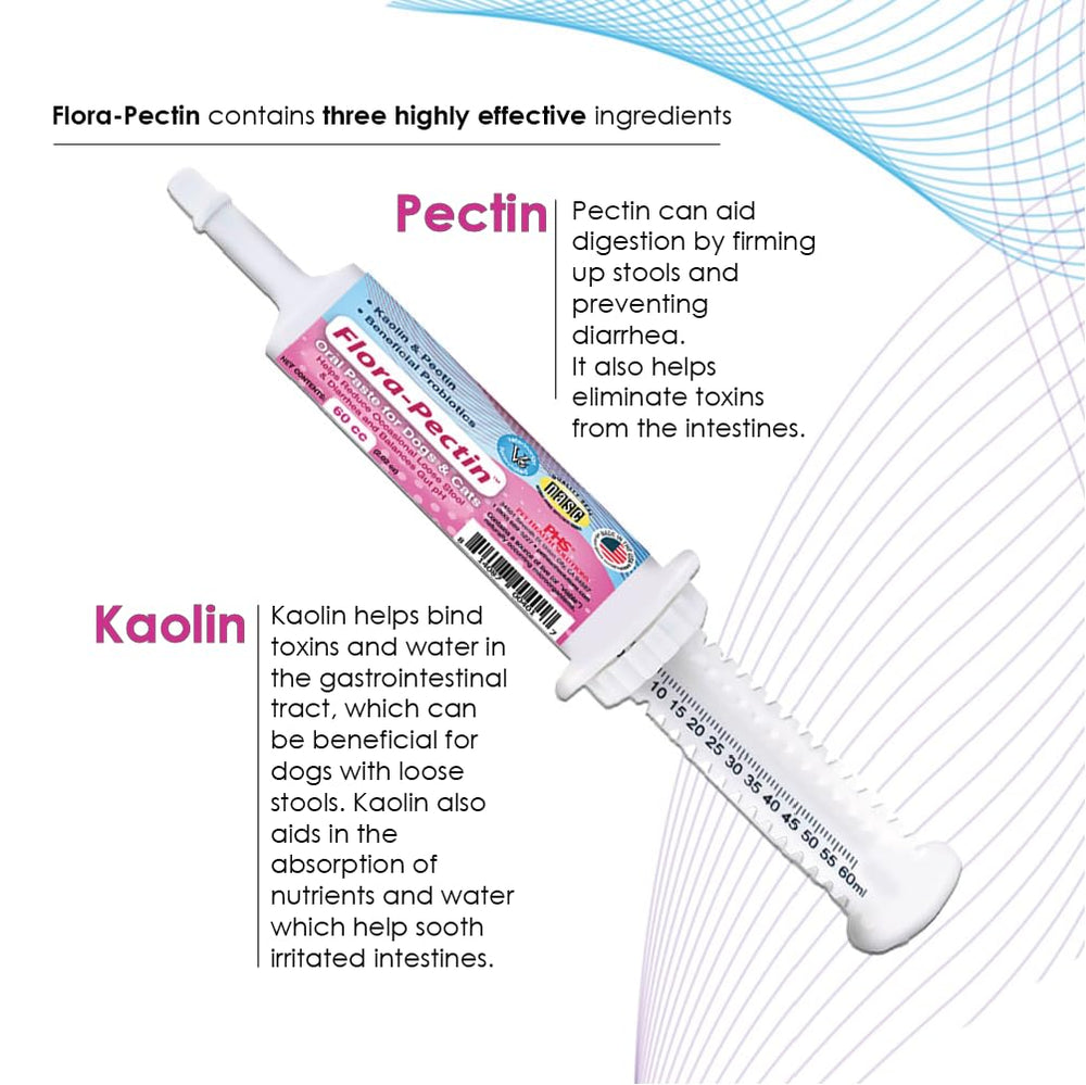 Kaolin FLORA-PECTIN absorbe l'excès d'humidité dans les selles.