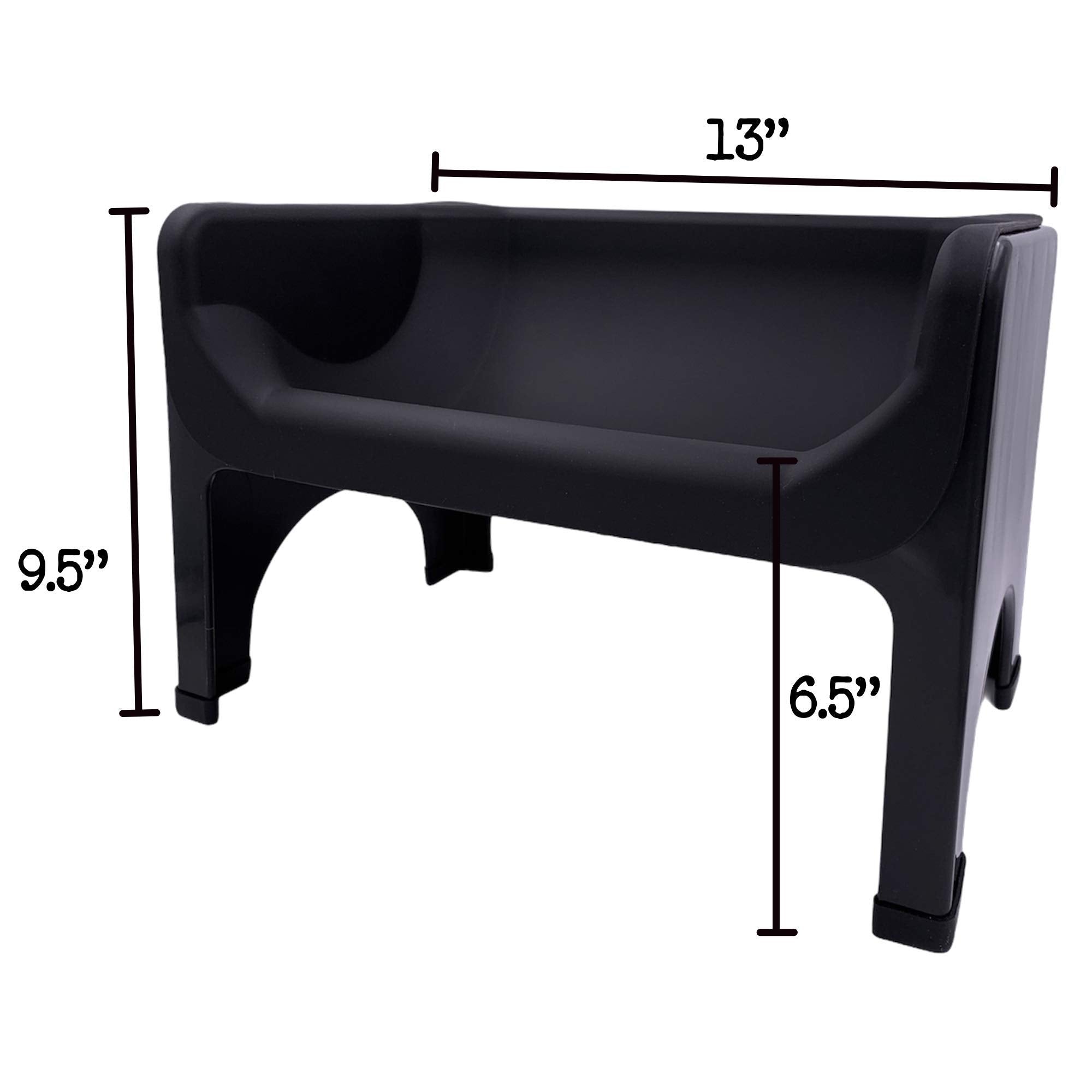 Fluff Trough XL montre la hauteur du bol pour une alimentation ergonomique.