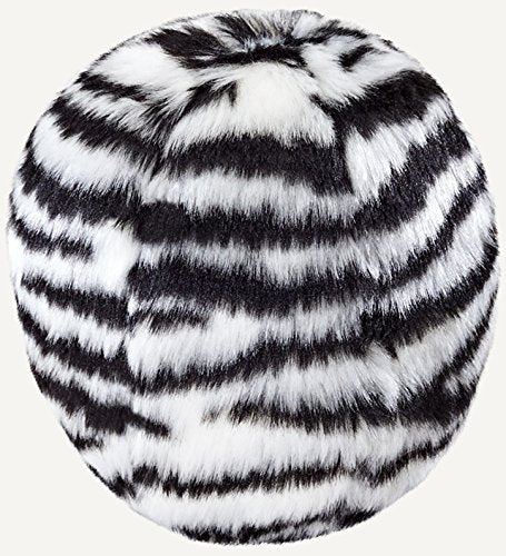 Balle zèbre Fluff & Tuff, peluche résistante pour jeux et lavage facile.