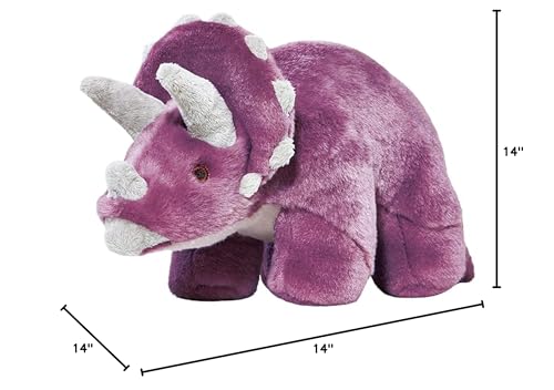Jouet dino Fluff & Tuff Charlie Triceratops, parfait pour amusement intérieur et extérieur.