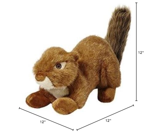 Fluff & Tuff Écureuil Rouge Sans Squeaker, yeux brodés et texture douce pour le câlin et le jeu.