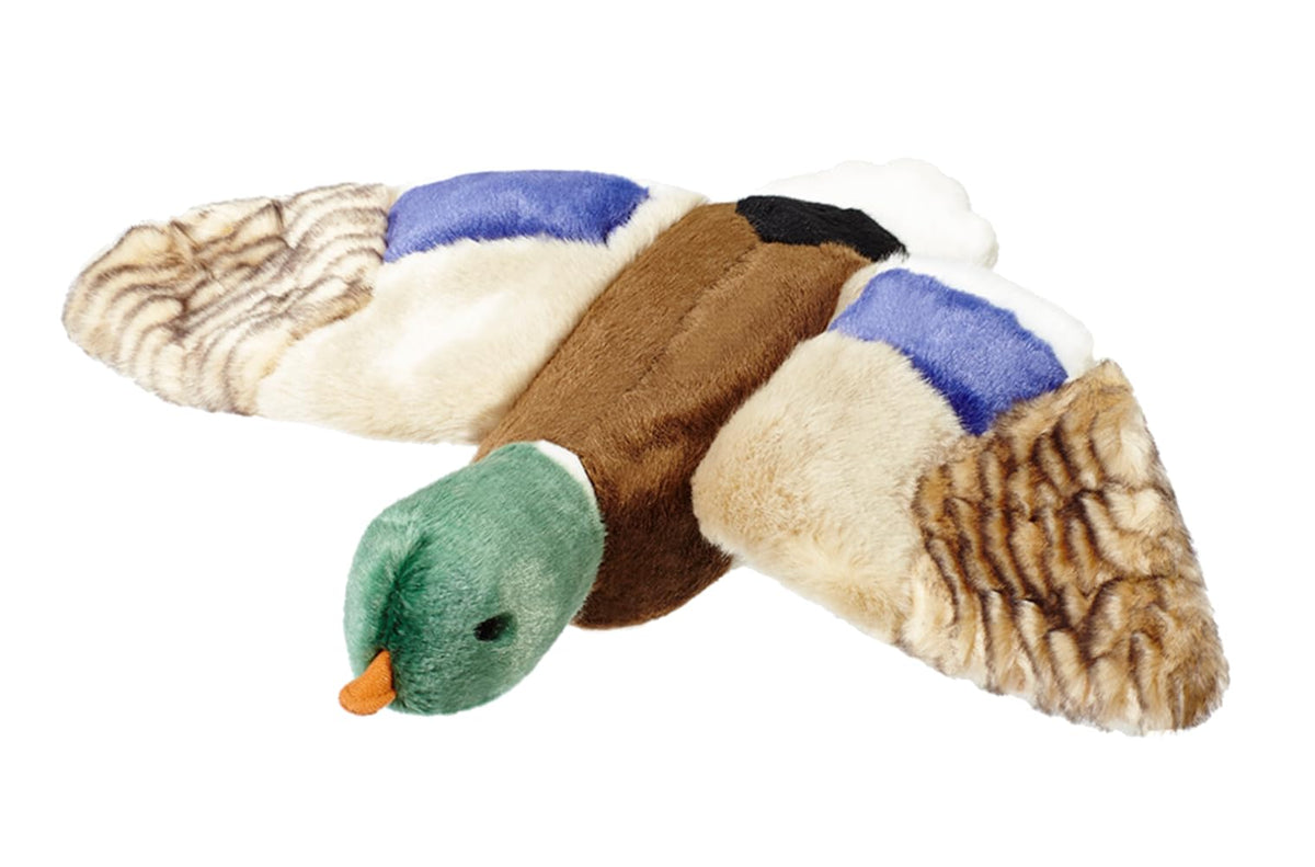 Wally Mallard, peluche Fluff Tuff 13 pouces, idéale pour rapporter et jouer.