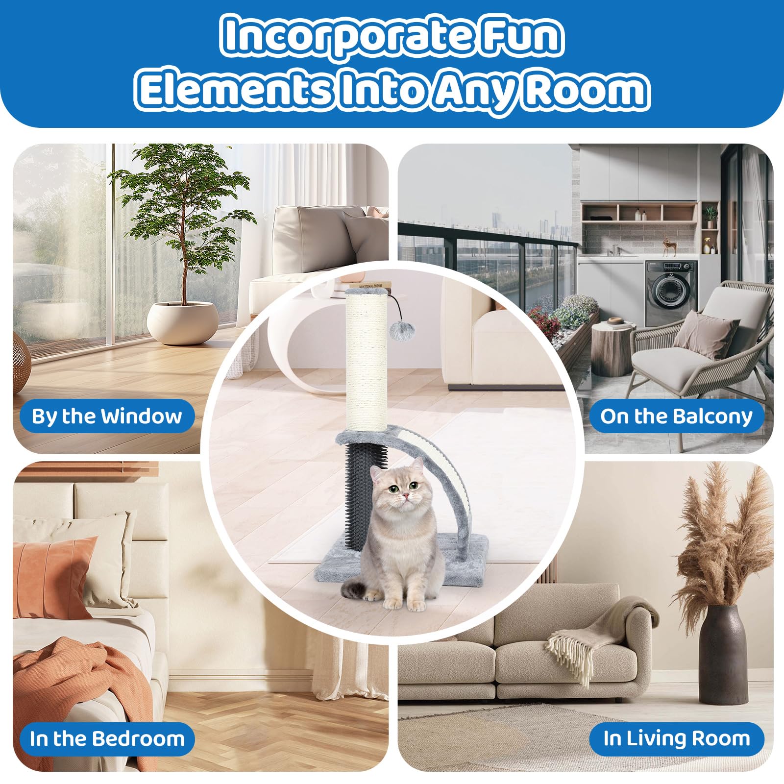 FluffyDream arche de toilettage intégrée pour le soin du pelage et le jeu.