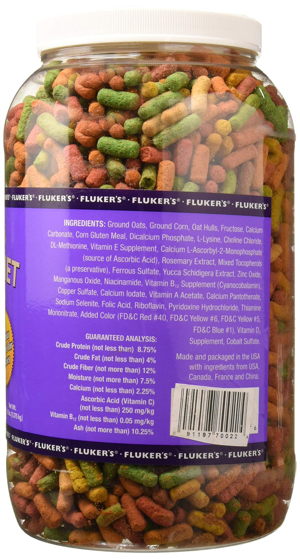 Gros plan sur les pellets Fluker's, nutriments essentiels.