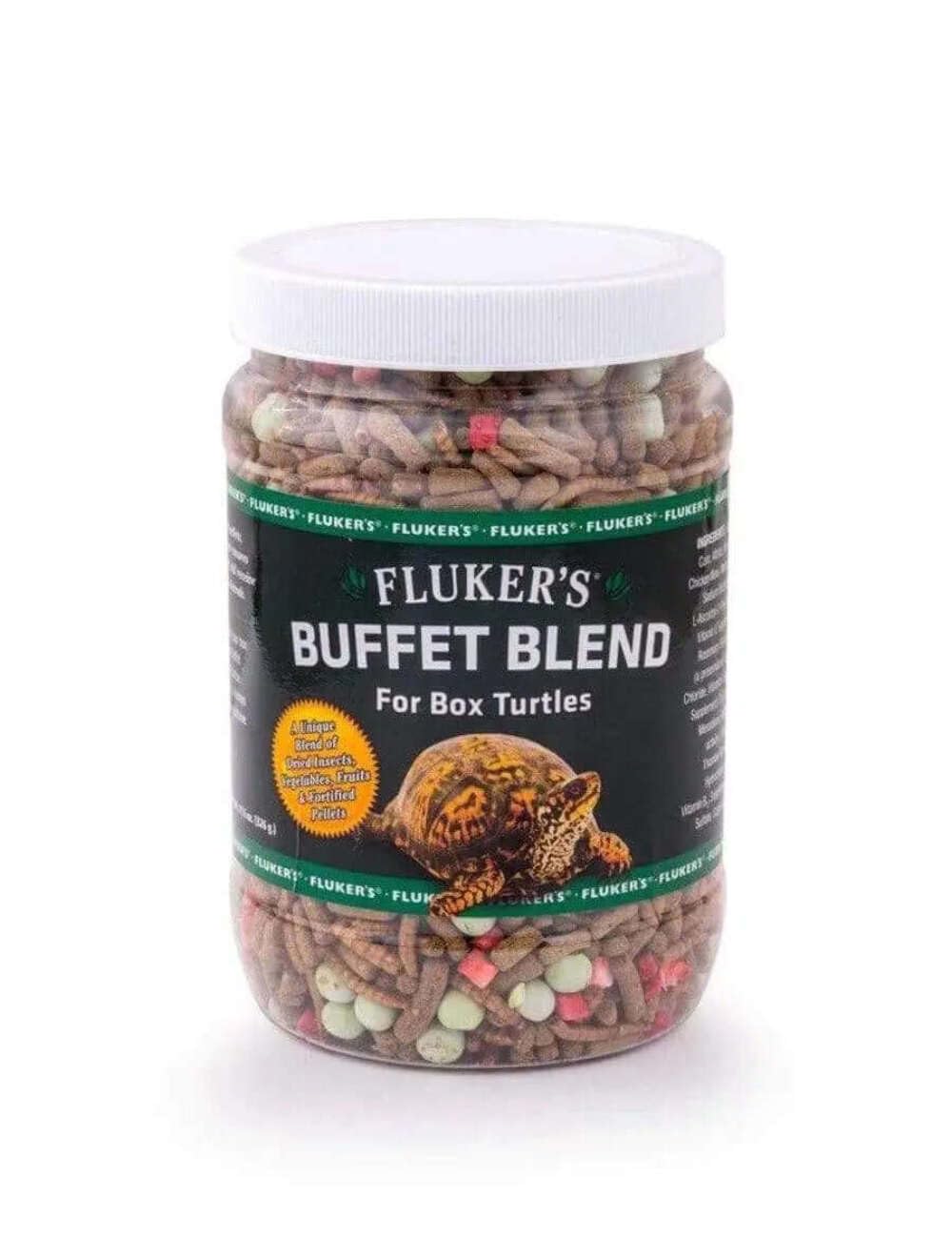 Fluker's Buffet Blend tortue-boîte – emballage et alimentation équilibrée.