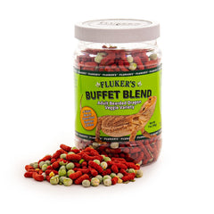 Fluker's Buffet Blend pellets-textures pour dragon barbu adulte, favorisant l'alimentation variée.