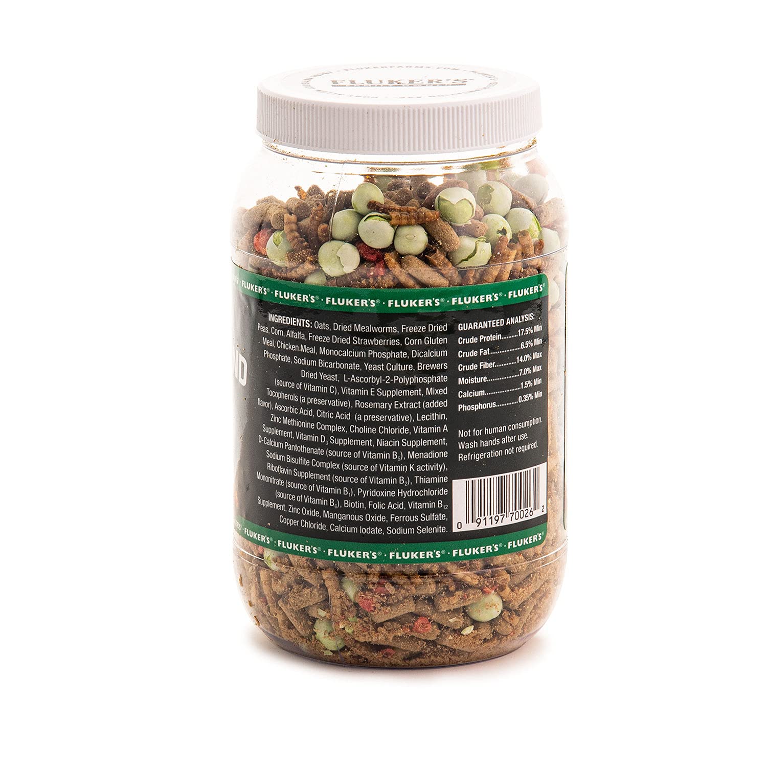 Petits pois lyophilisés dans Fluker's Buffet Blend ajoutant variété et couleur.