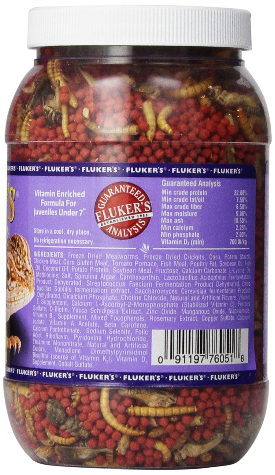 Fluker's Buffet Blend vers de farine secs, croquant nutritif.