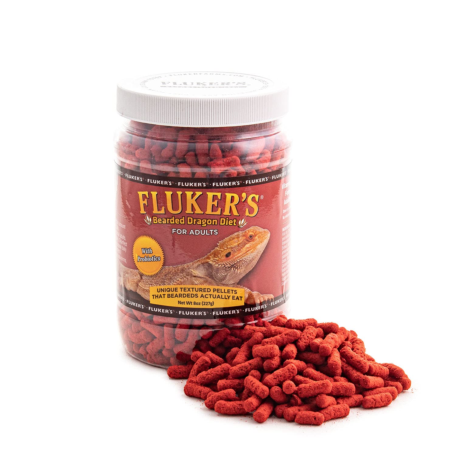 Nourriture Fluker's pour dragon barbu, pellets texturés, appétents et faciles à manger.