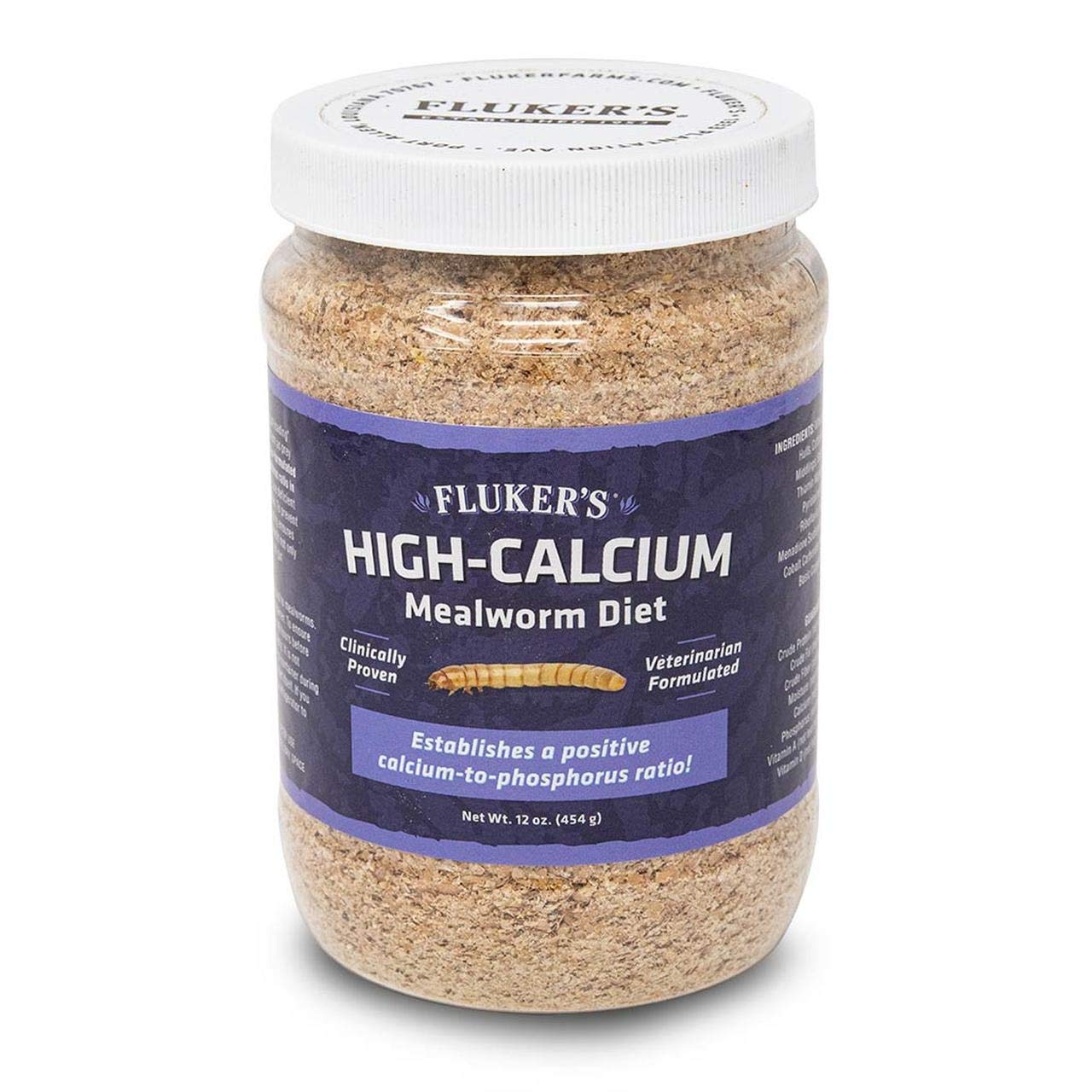 Fluker's régime haute calcium pour vers de farine, bouteille, optimise le calcium des proies pour reptiles