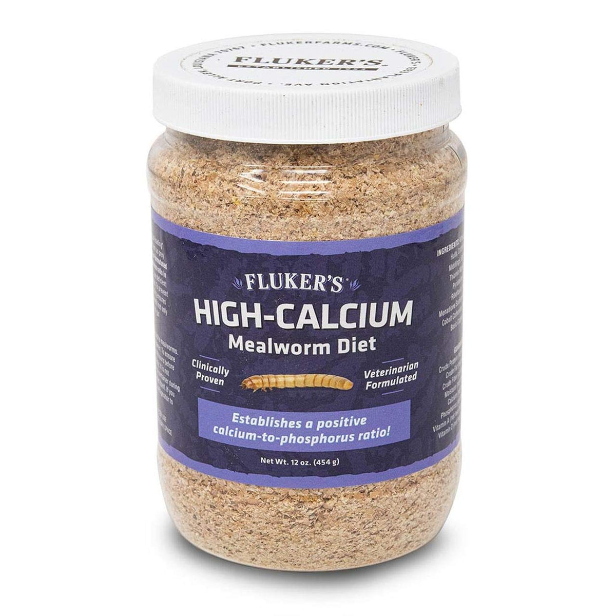 Fluker's régime haute calcium pour vers de farine, bouteille, optimise le calcium des proies pour reptiles