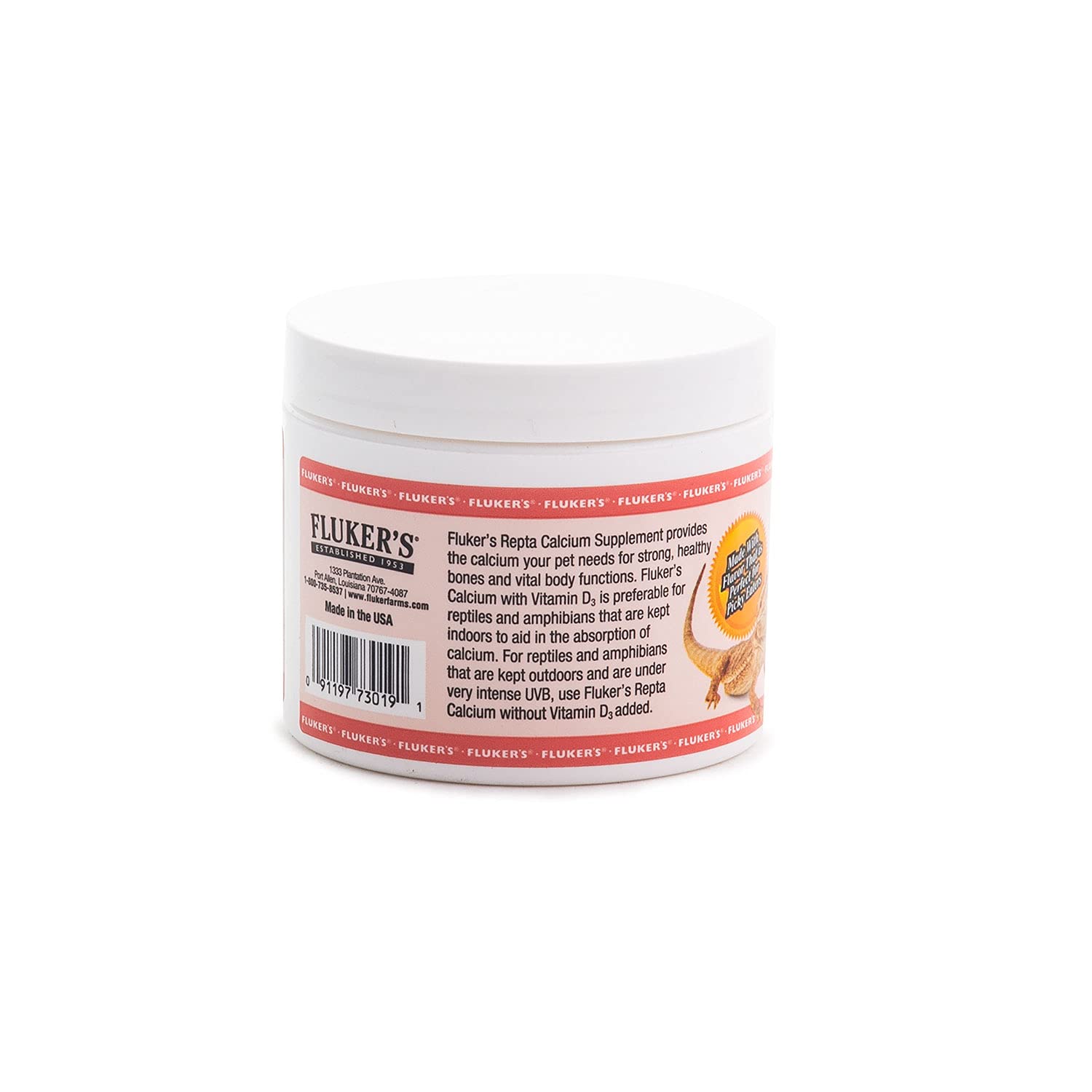 Fluker's Repta Calcium D3, vitamine D3 facilitant l'absorption du calcium.