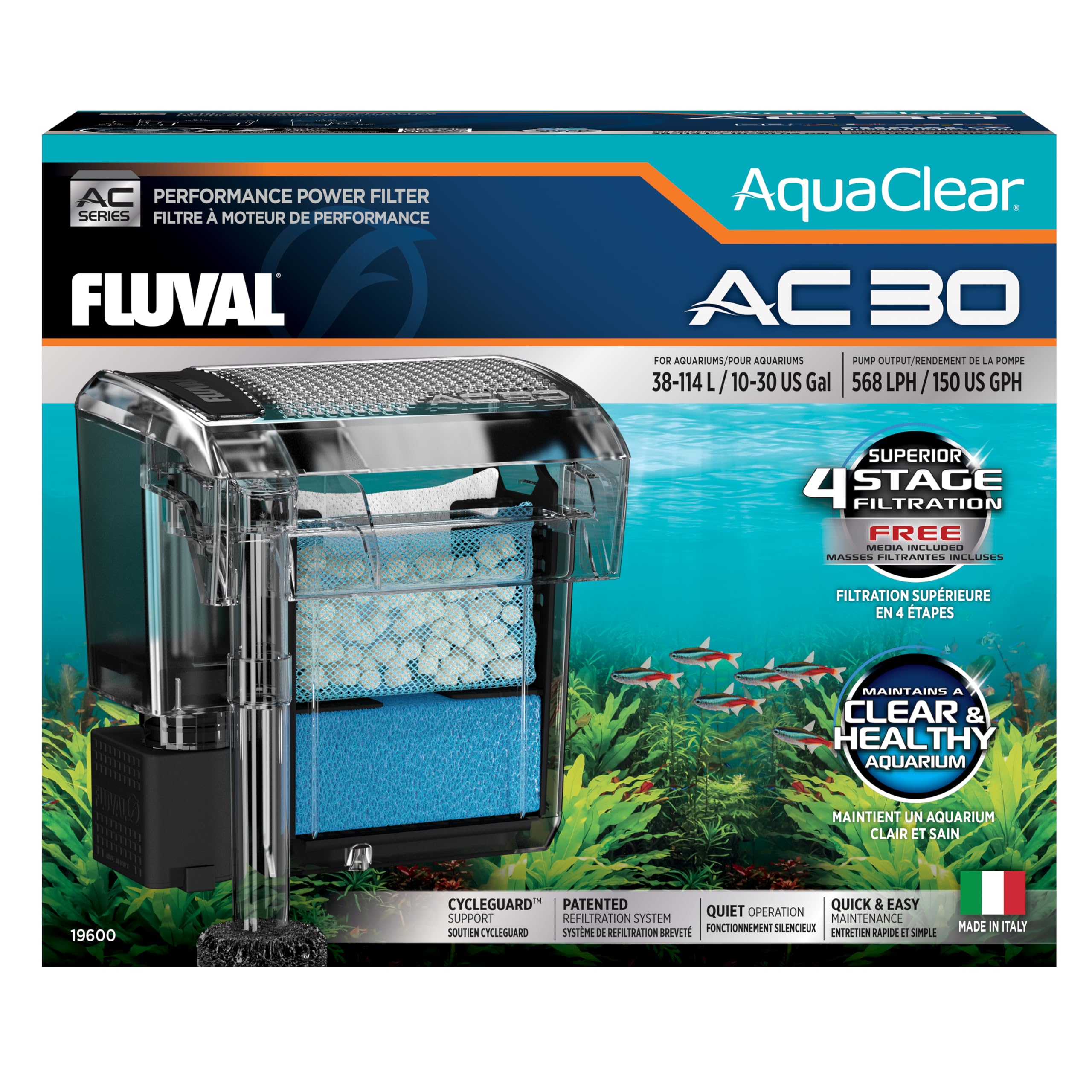 Filtre Fluval AC30, puissance fiable pour réservoir moyen