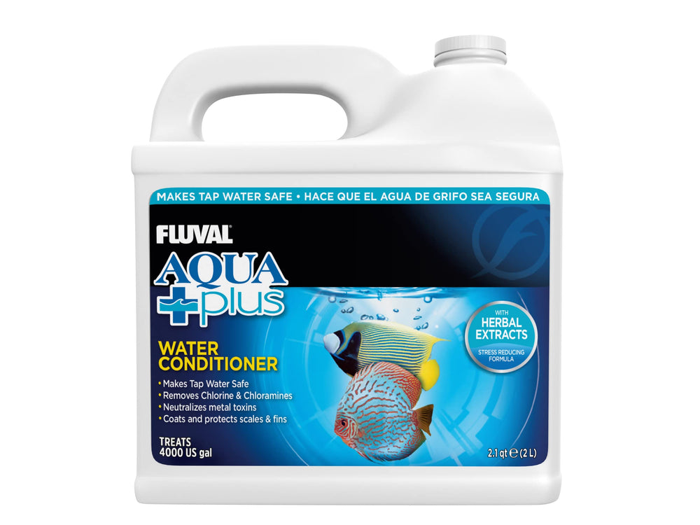 Fluval AquaPlus, bouteille de conditionneur d’eau, neutralise les toxines et réduit le stress des poissons lors des changements d’eau.