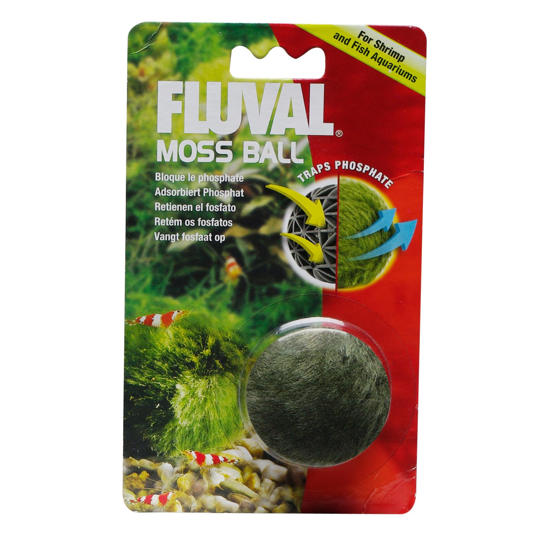 Fluval boule de mousse artificielle, décor pratique pour un aquarium sain et propre.