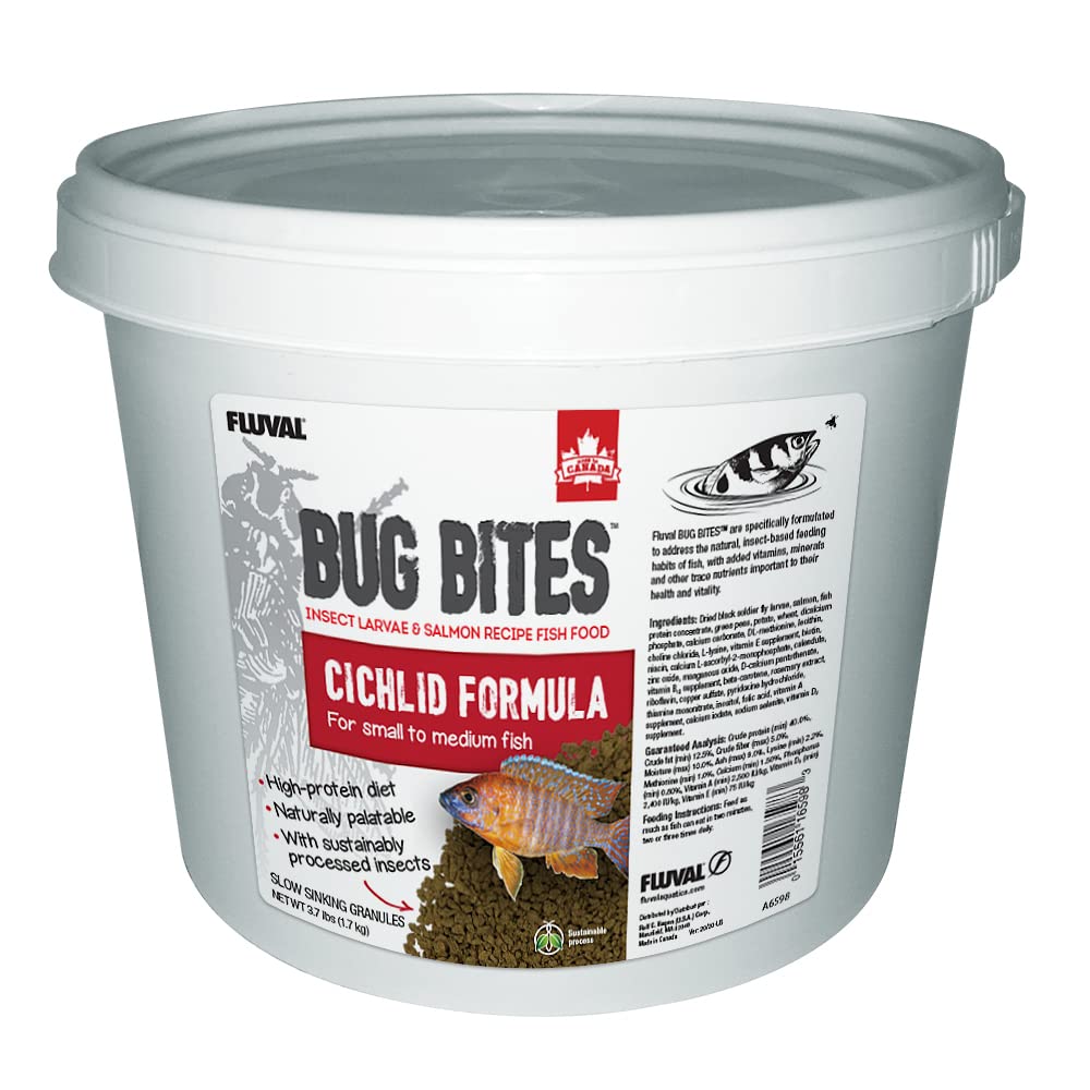 Fluval Bug Bites granules pour cichlidés, favorisant croissance et couleur.