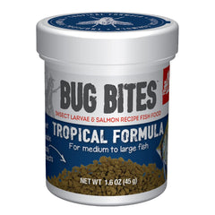Fluval Bug Bites: granulés lents adaptés aux poissons tropicaux pour une alimentation pratique.