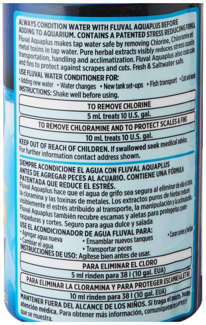 Fluval conditionneur eau aquarium – démonstration d’application, eau prête pour les poissons tropicaux.