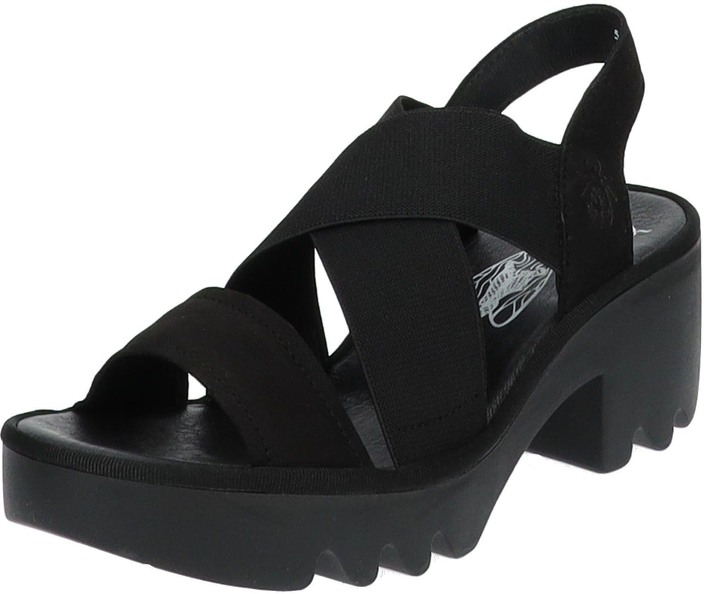 Fly London Taji502flysandale – croisement élastique pour enfiler facilement et confort quotidien.