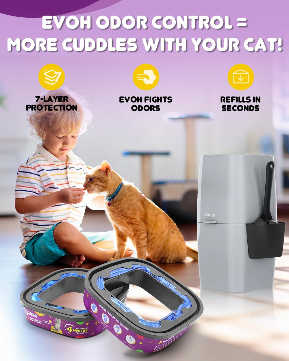 Flydew Sacs Cat Genie Odeurs Avancées – barrière EVOH pour un intérieur frais.