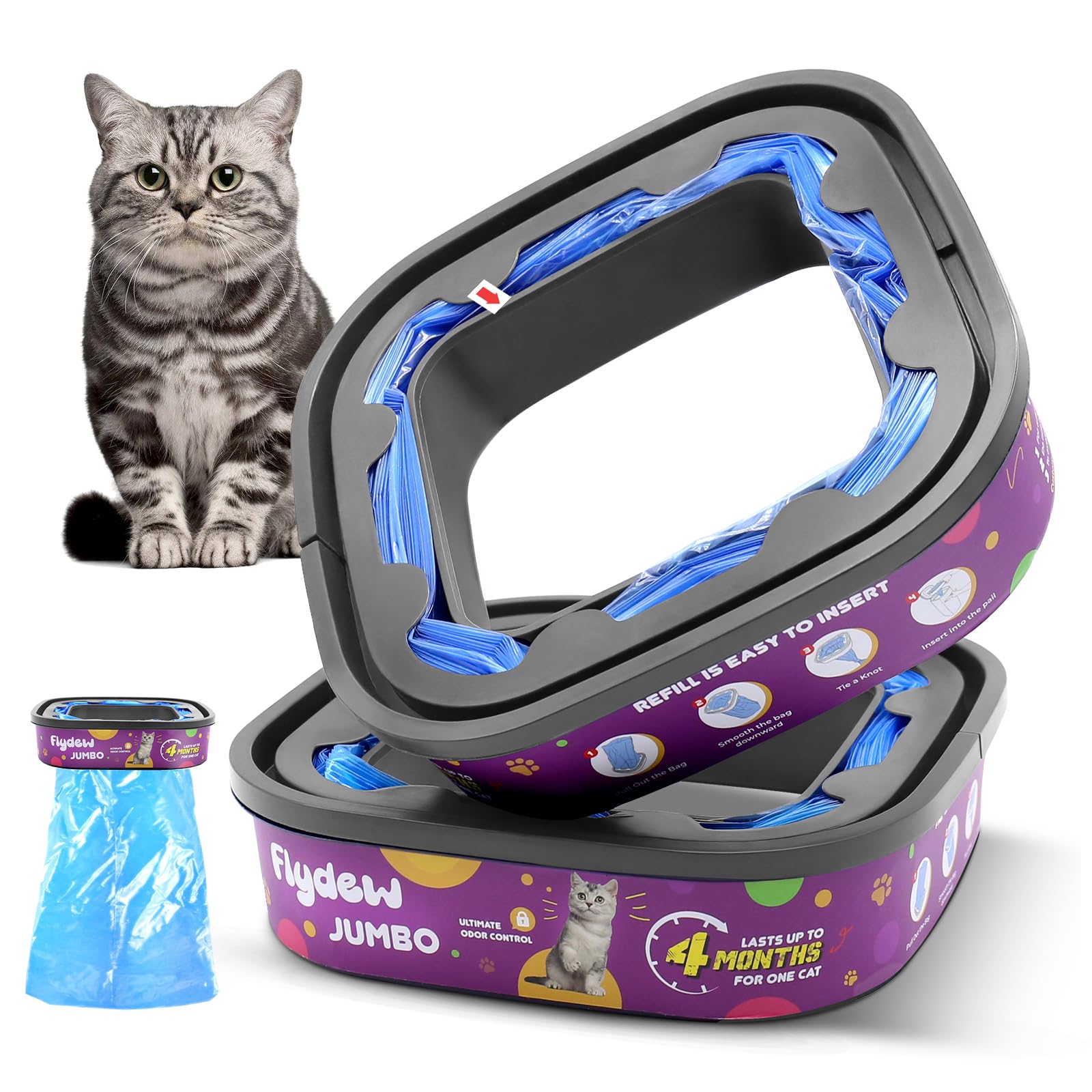 Flydew Sacs Cat Genie Standard – maîtrise des odeurs et installation aisée.