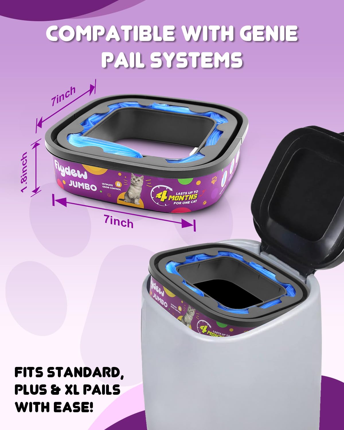 Flydew Sacs Cat Genie XL Plus – autonomie prolongée pour plusieurs chats.