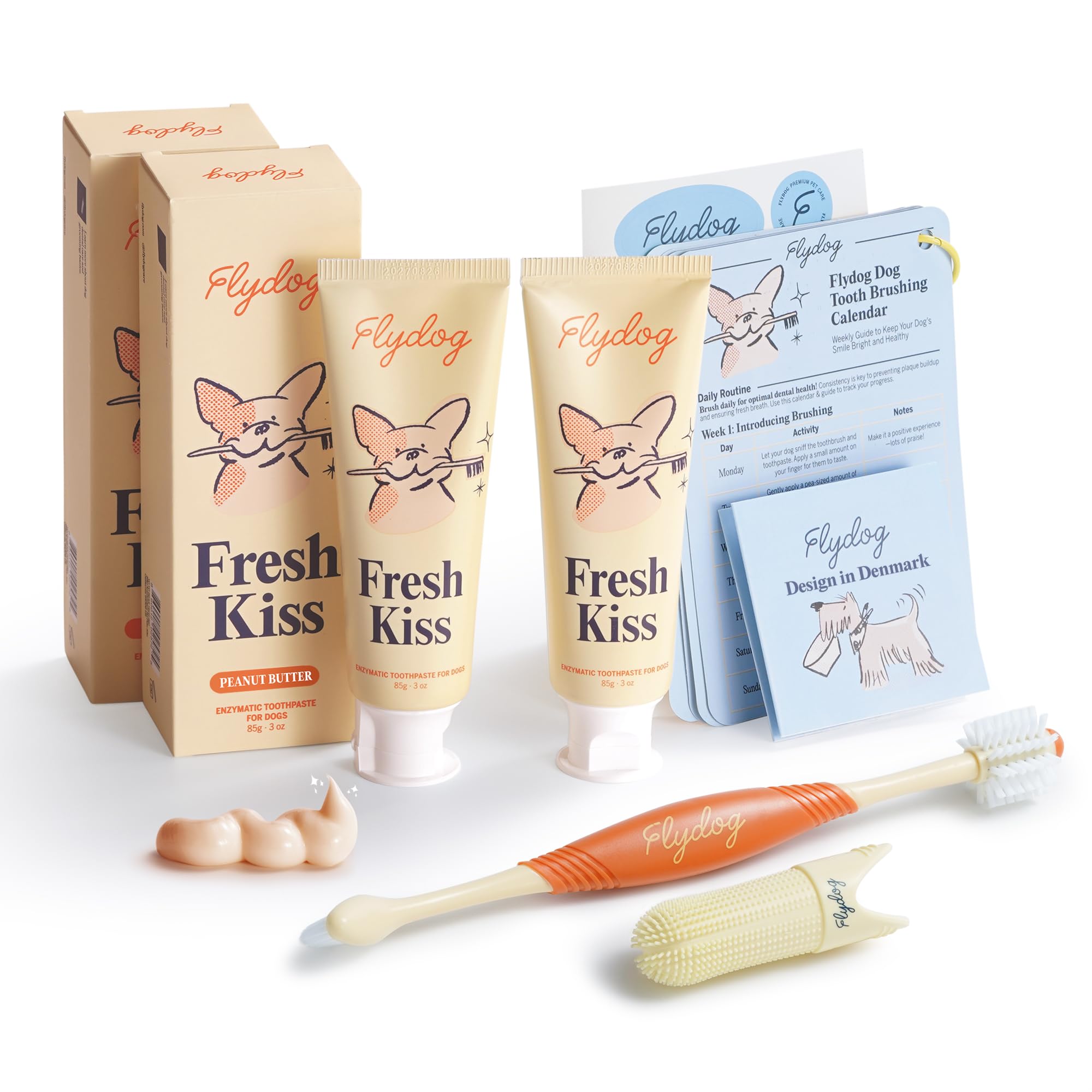 FlyDog Fresh Kiss : tube de pâte dentaire enzymatique, pratique et savoureuse.