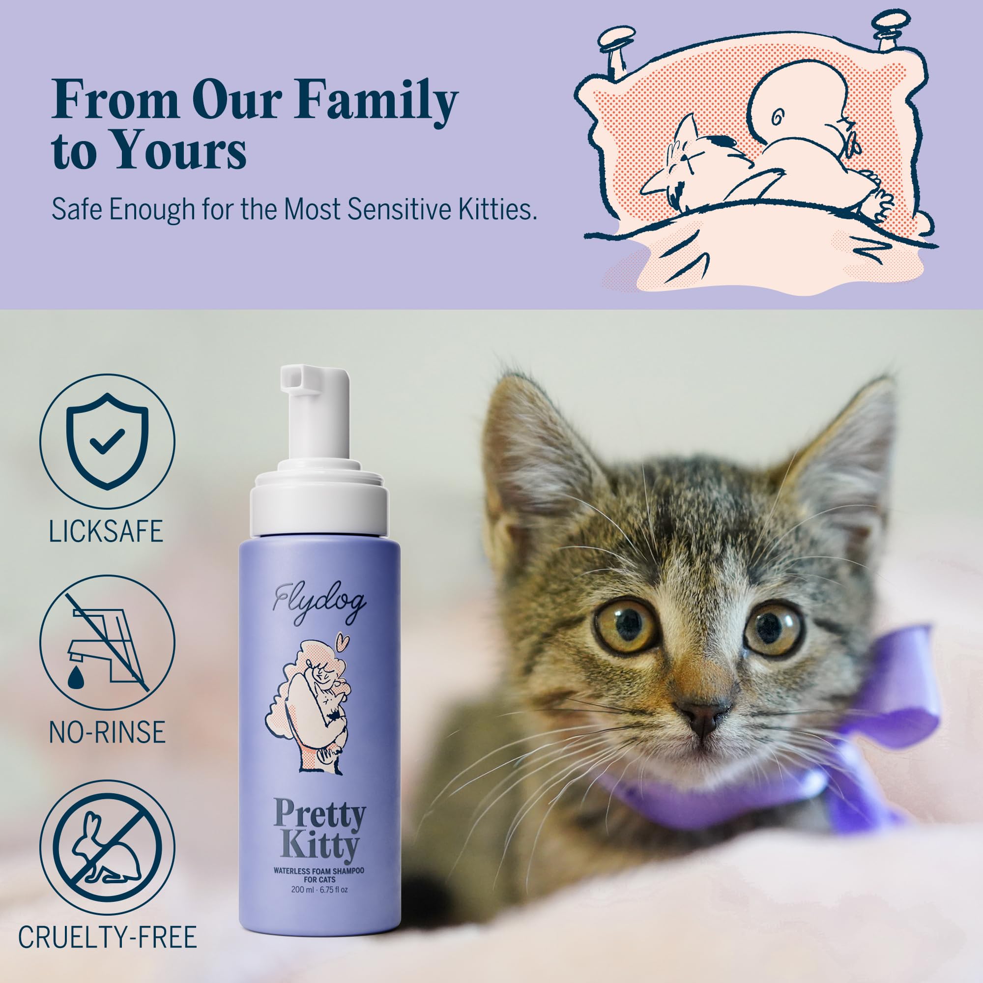 Flydog Pretty Kitty utilisation-rapide-domicile: bain sans eau facile et pratique