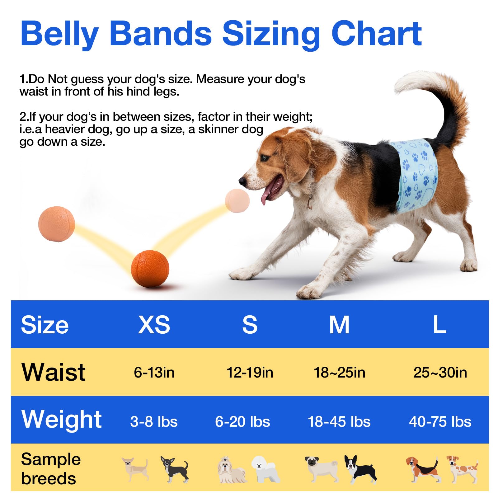 Bandes abdominales jetables Flying Paws pour chien facilitent le remplacement