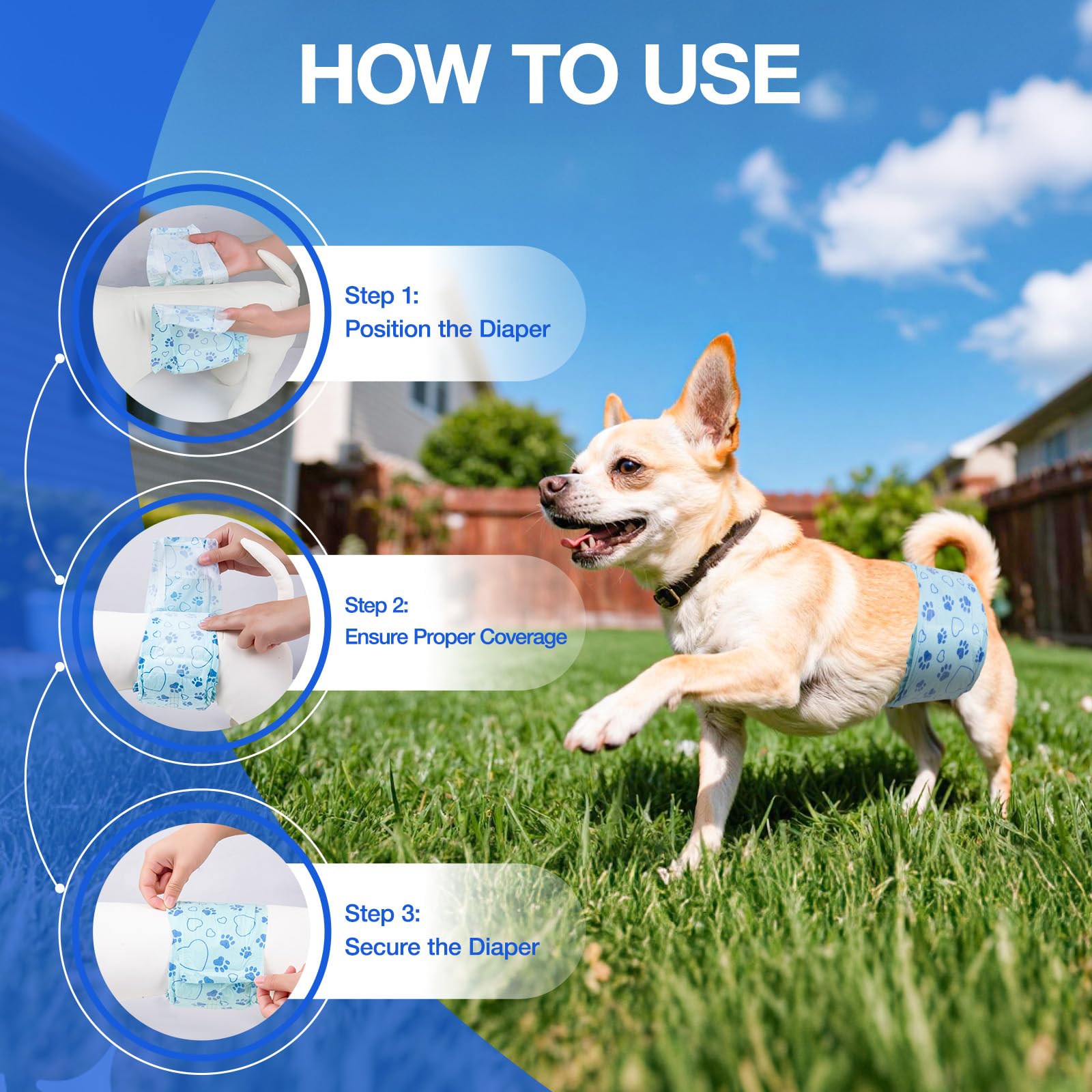 Couches Flying Paws pour chien mâle taille reglable 5 5 a 31 5 pouces