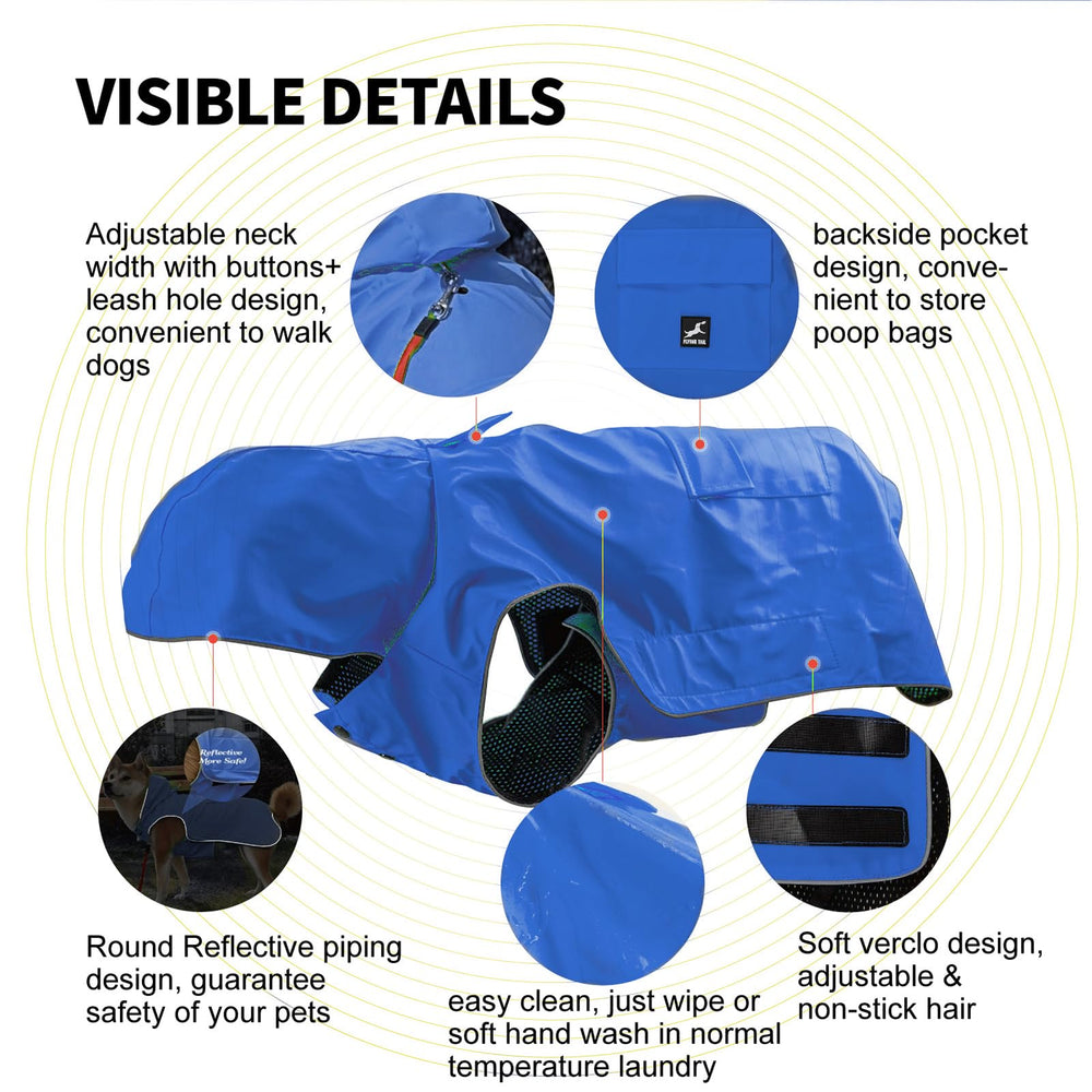 FLYING TAIL manteau réfléchissant chien bleu xxxl, visibilité accrue la nuit.