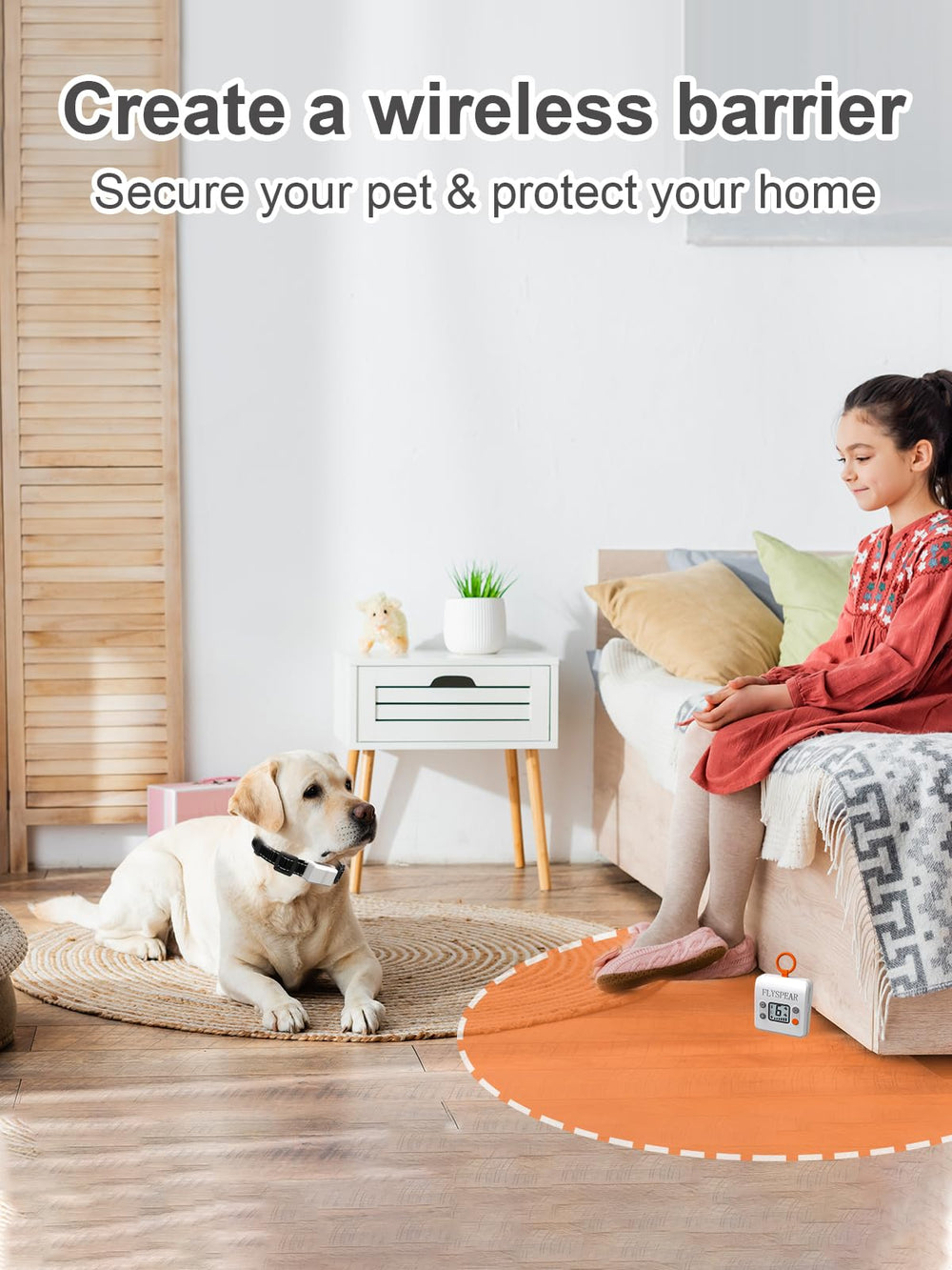 Zone réglable de sécurité pour petits et moyens chiens.