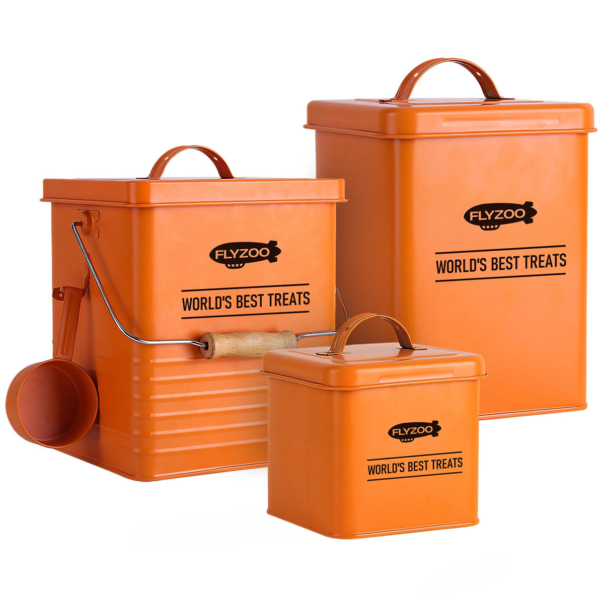 FLYZOO boîtes en métal orange avec couvercle, préservent la fraîcheur des aliments.