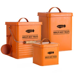 FLYZOO boîtes en métal orange avec couvercle, préservent la fraîcheur des aliments.
