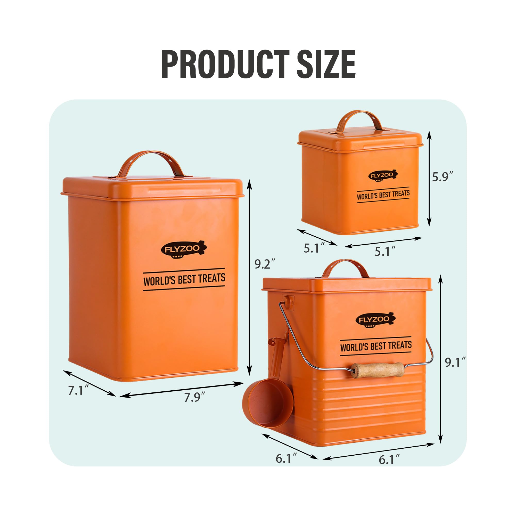 FLYZOO ensemble rangement orange, design durable et pratique pour croquettes.