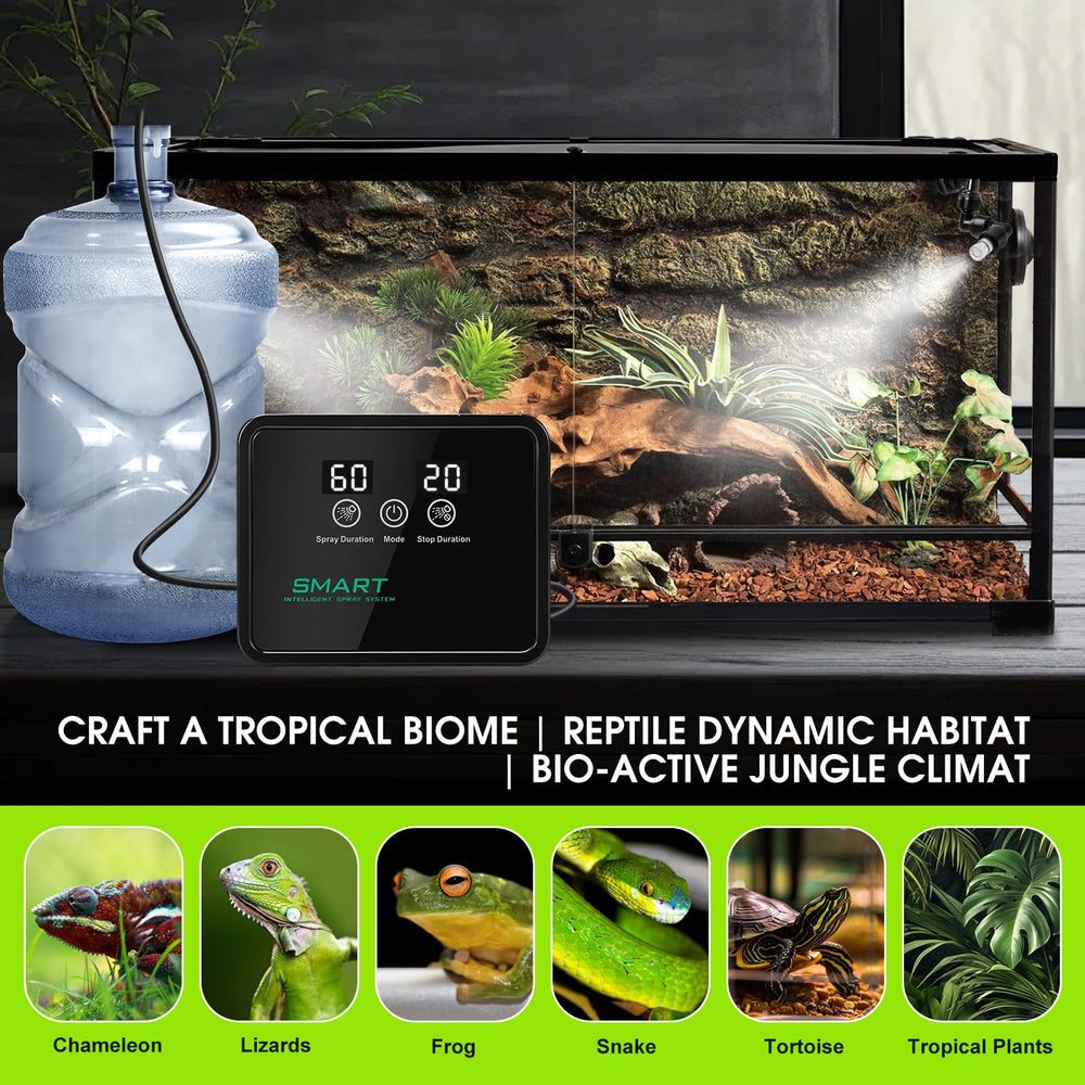 FMATOZ humidificateur reptile – connectique et tuyaux faciles à installer.