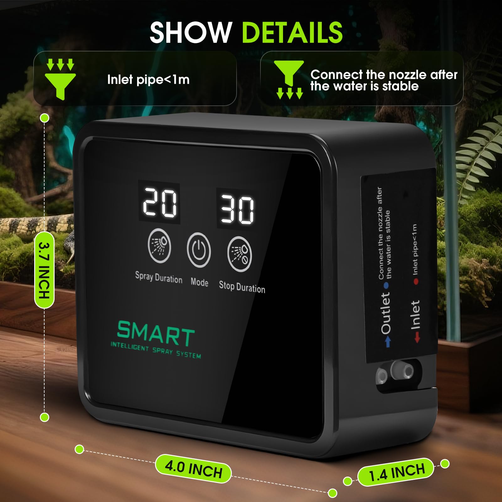 FMATOZ humidificateur reptile – minuterie programmable pour des pulvérisations régulières.