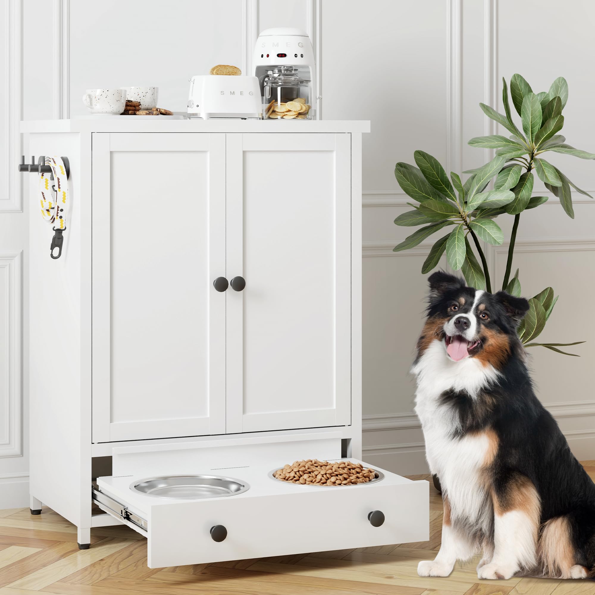 Fmlud station d’alimentation chien avec bols surélevés pour repas propres