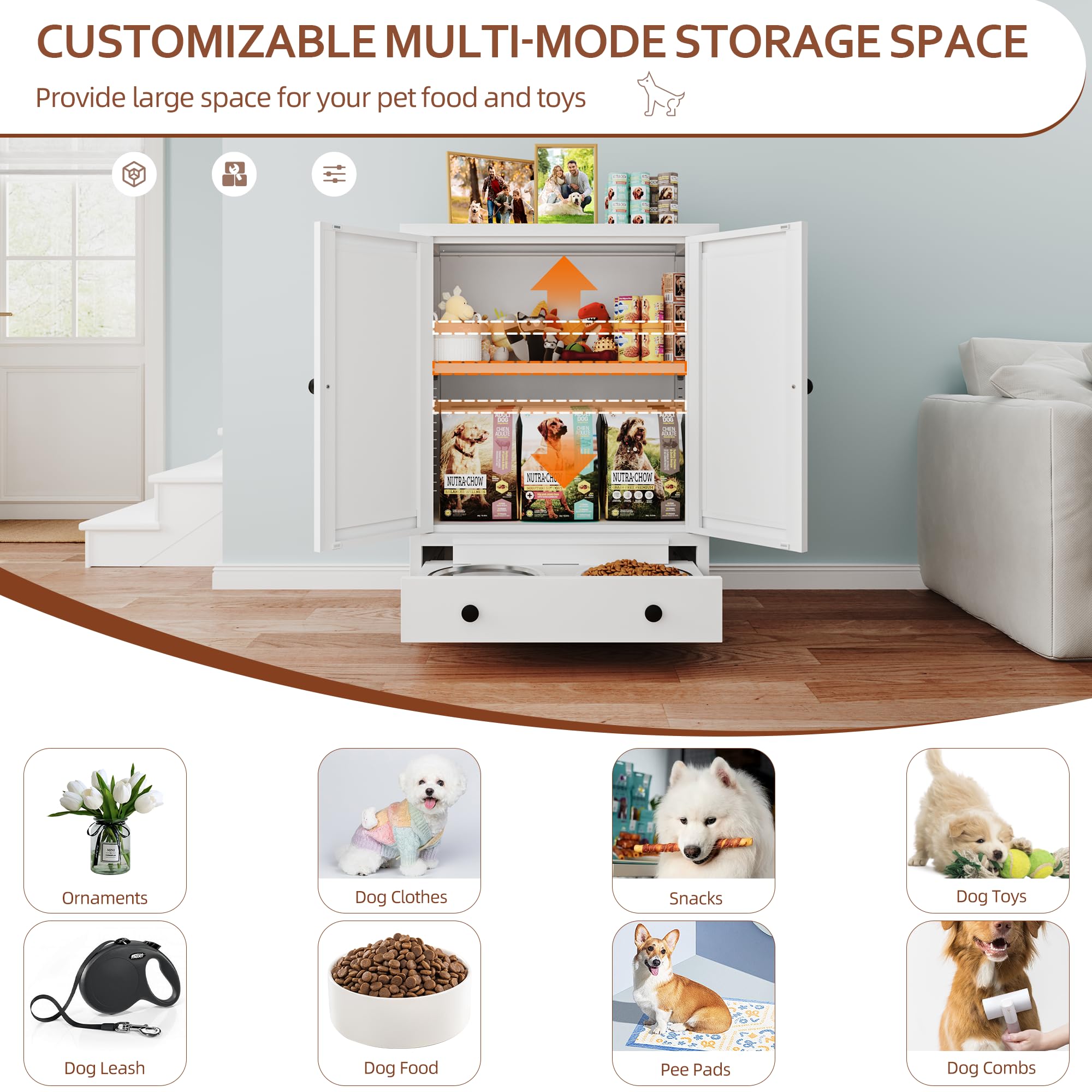 Fmlud espace double de rangement pour nourriture et jouets