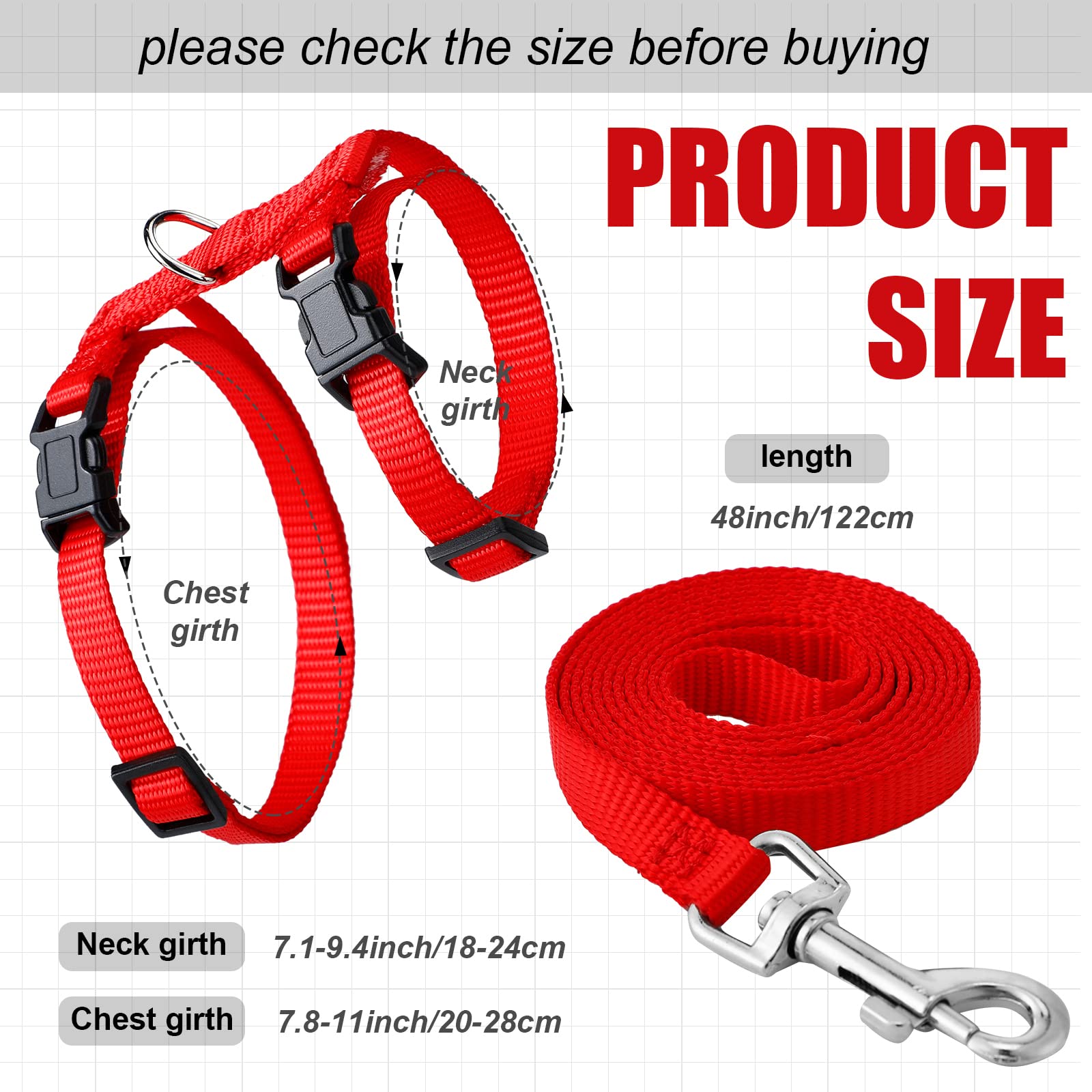 Foaincore harnais et laisse furet 122 cm, longueur ajustable.