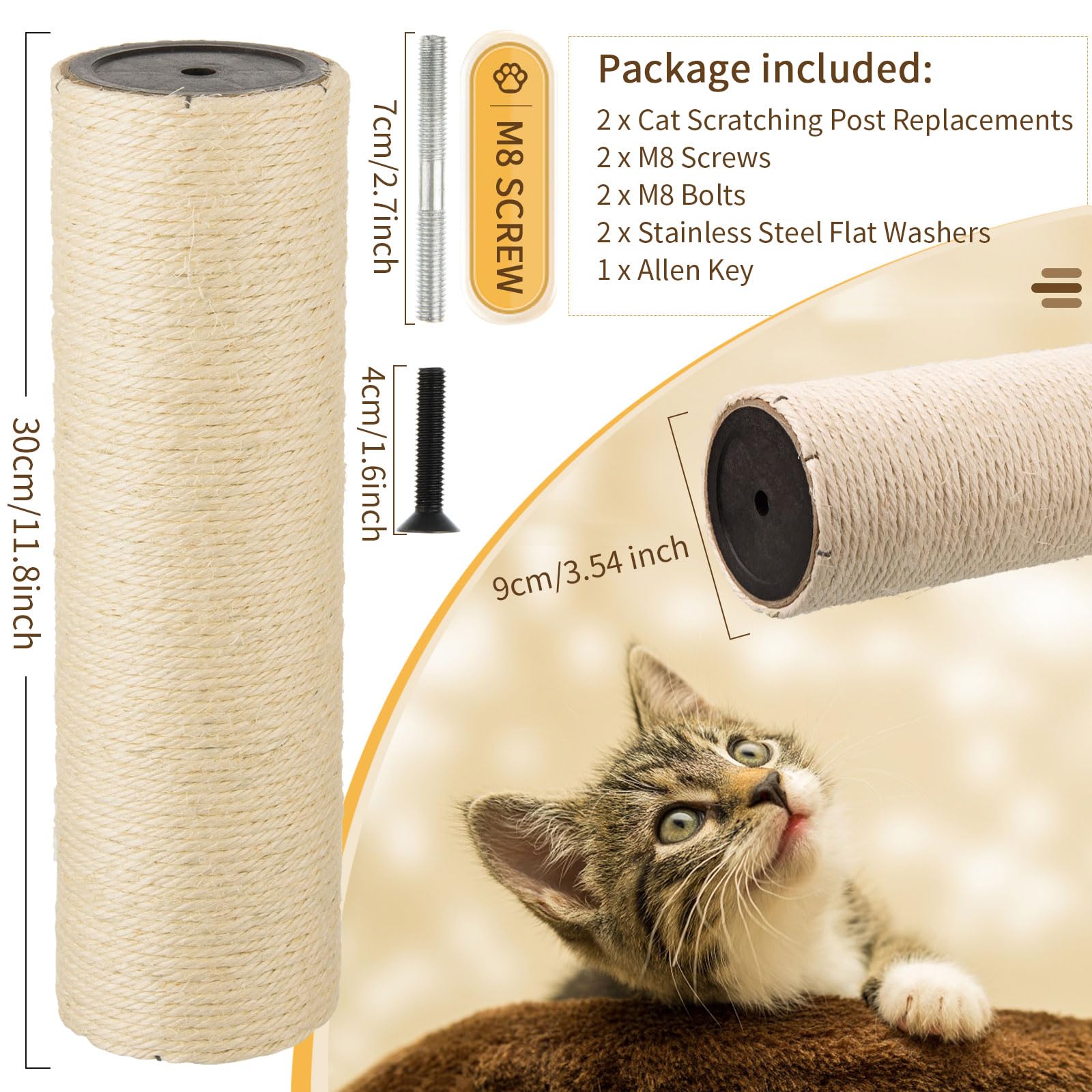 Ensemble remplacement poteaux griffage FOBSME pour arbres à chat.