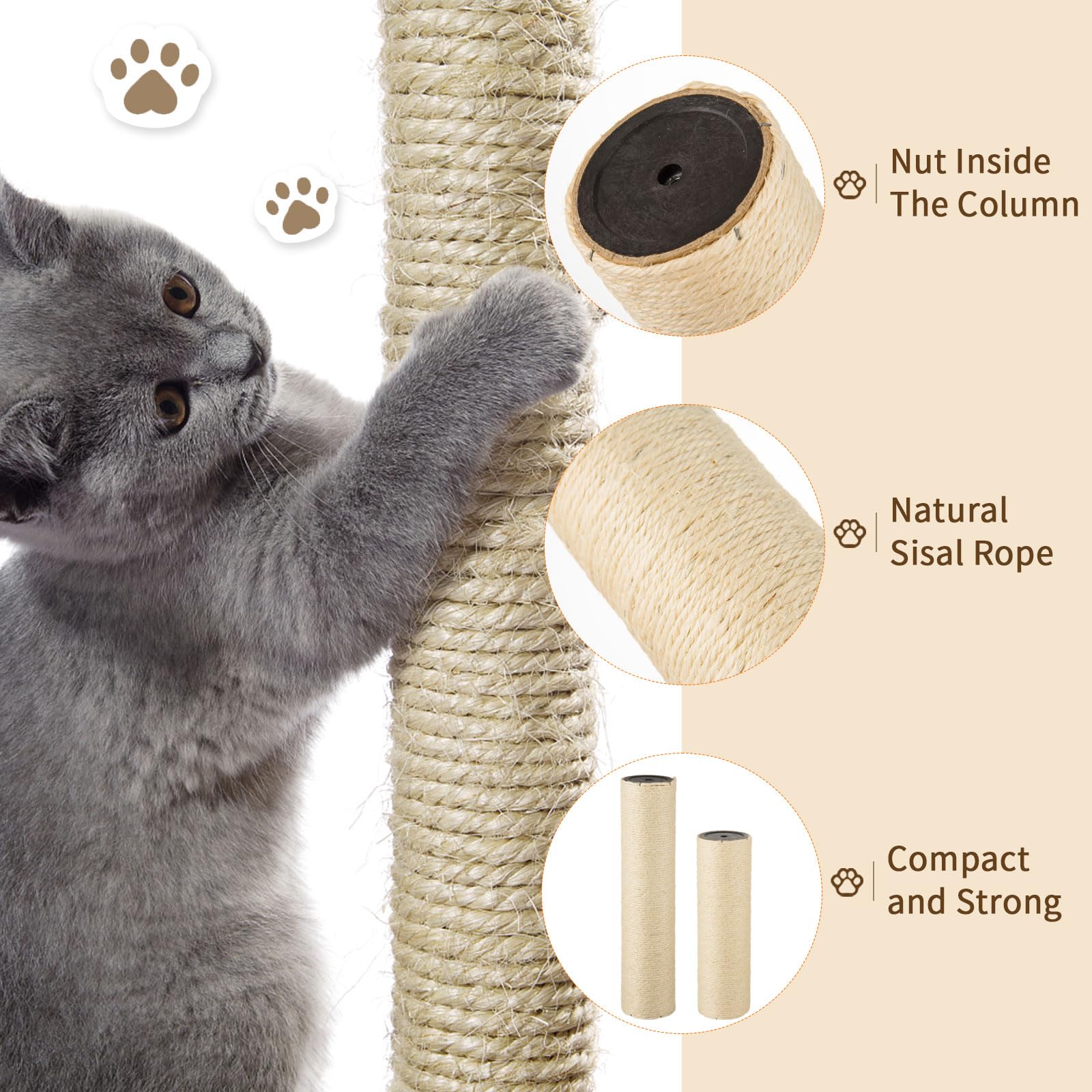 Poteau griffage en sisal naturel FOBSME durable et résistant.
