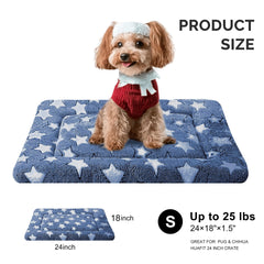 Fogkiss tapis-chien-caisse bleu-etoiles-antiderapant – base stable sur le sol.